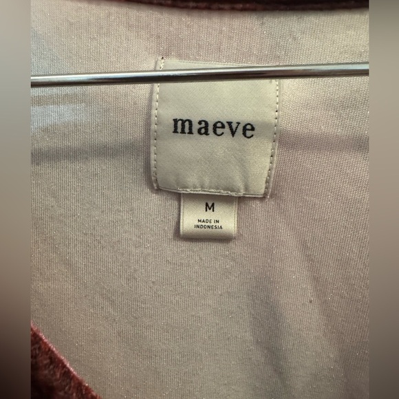 Anthropologie Maeve Pink Plaid Velvet Babydoll Top, size Medium - Picture 4 of 5